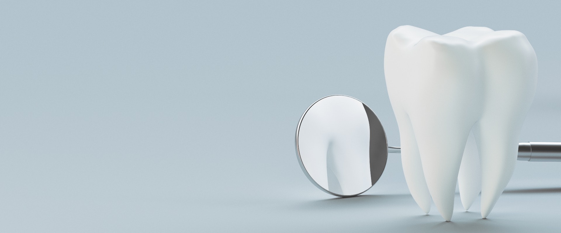 Close-up Of Mirror And Model Tooth Against White Background